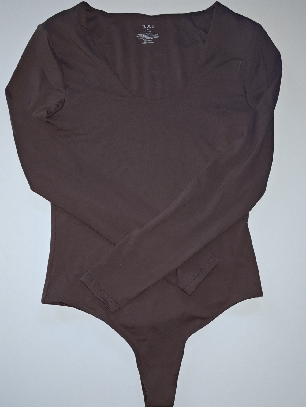 nuuds Chocolate Brown Long Sleeve Scoop-Neck Bodysuit